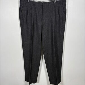 Vintage Cricketeer Mens Charcoal Gray Wool Blend Pleated Dress Pants Trousers
